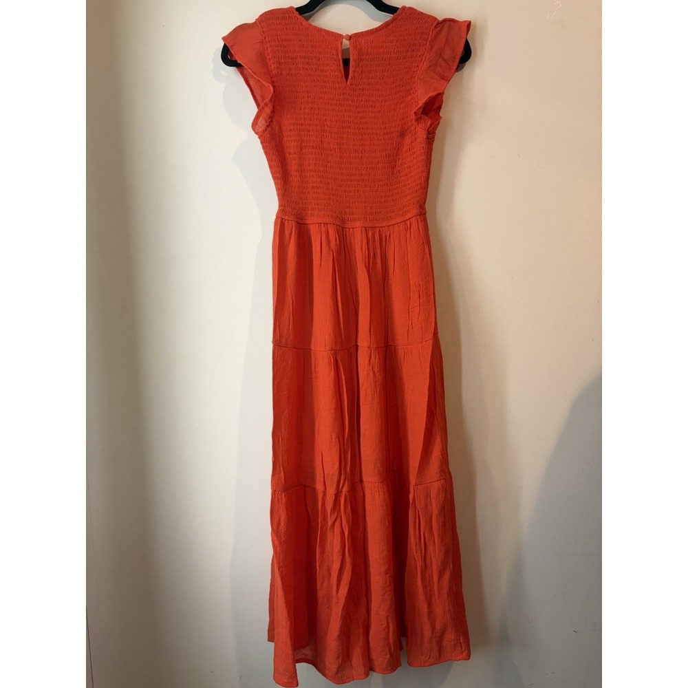 Anthropologie Orange Maxi Dress with Flutter Sleeves - Picture 6 of 6